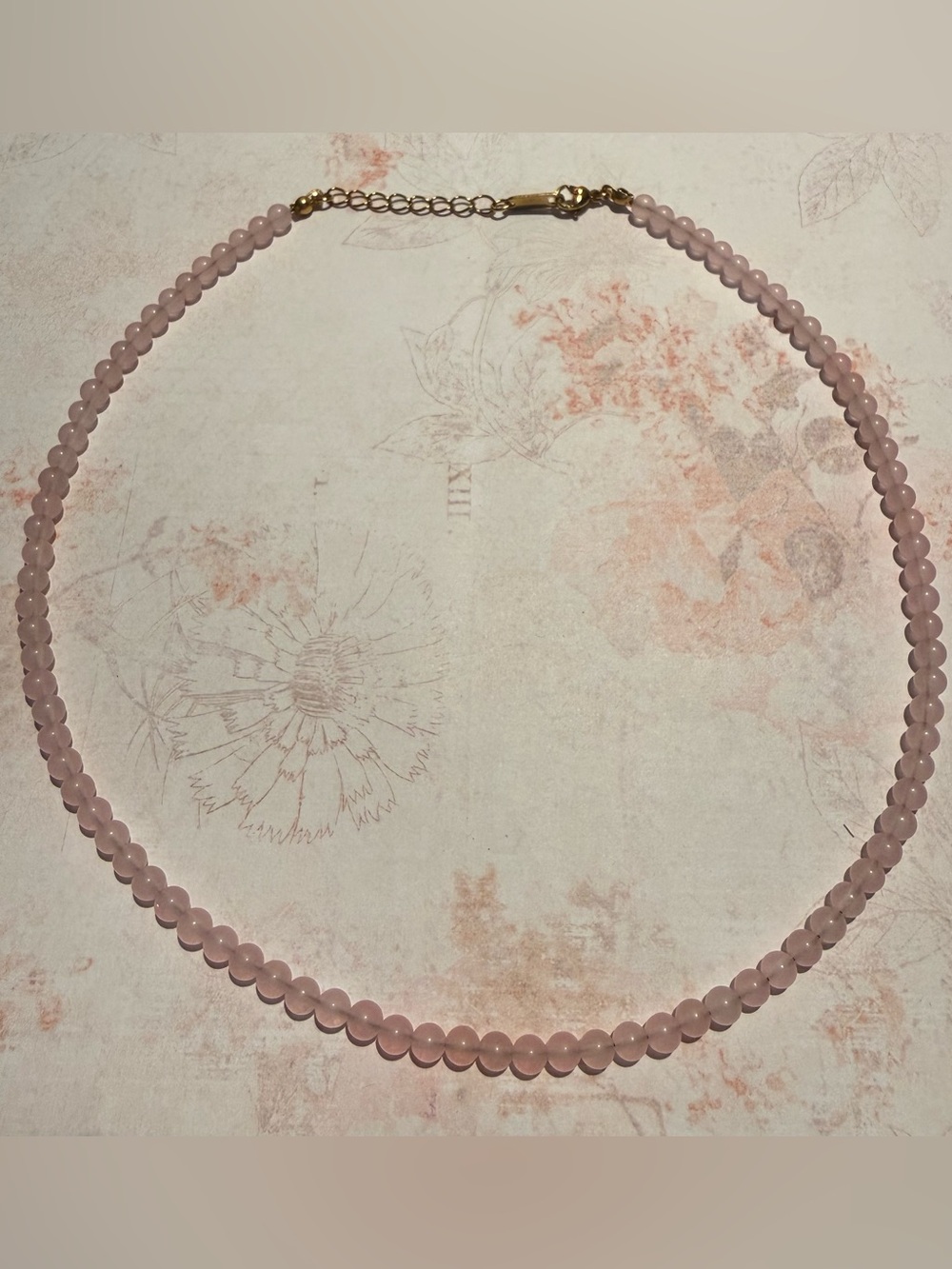 Delicate Pink Beaded Necklace - Rose Quartz Style